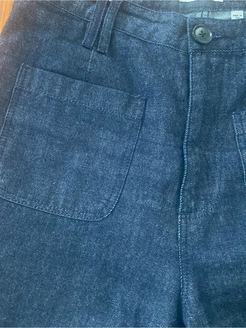 Billy Reid Women's Dark Wash Denim Trouser Pants Size 10 Patch Pocket Wide Leg - Picture 9 of 9